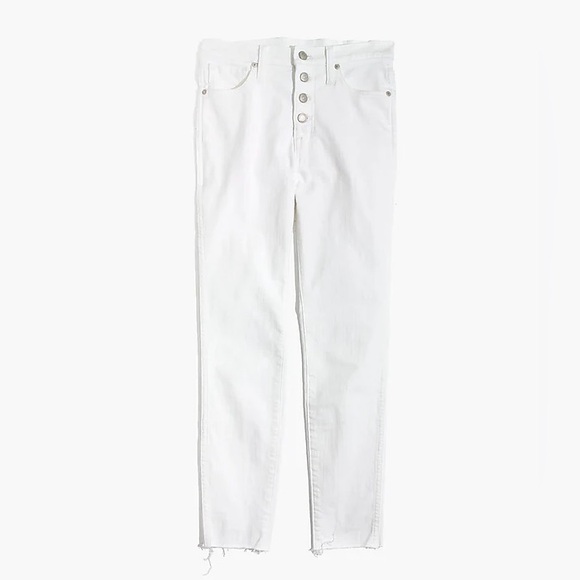 MADEWELL White 10” High-Rise Skinny Crop Jeans: Button-Front Edition - Picture 3 of 9